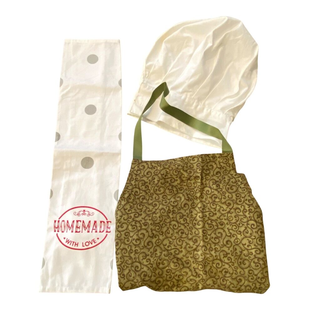 Chefs Hat, Reversible Apron And Tea Towel Set BBQ NEW